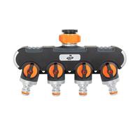 Profi-Partner Tap Splitter - Garden Hose Distributor with Single Regulation - Connection 1/2 Inch & 3/4 Inch (4-Way Distributor)
