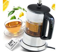 ProfiCook® 2-in-1 Kettle & Tea Maker in One, Kettle with Temperature Setting and Temperature Display, Glass Teapot 0.5 L with Stainless Steel Filter and Warming Function, BPA-Free, PC-TK 1165