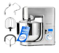 ProfiCook® food processor with XXXL stainless steel bowl | 10L mixer | kneading machine including hook & whisk | dough kneading machine splash guard with refill opening | PC-KM 1096, stainless steel 10 liters