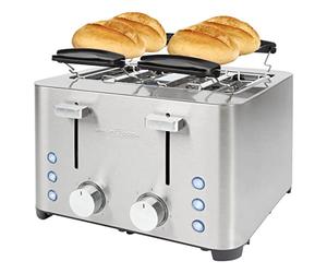 ProfiCook® PC-TA 1252 Toaster | 4 Slice | Stainless Steel Case | 1500 W | Large Slot | Bakery Warmer Rack (Removable) | 7 Adjustable Burning Levels | Drawer