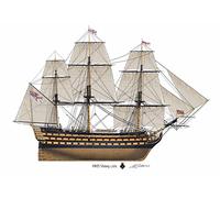 Profile Artwork, HMS Victory 1805 Vintage Ship of The line Profile A3 Glossy Print of Royal Navy British Warship Lord Nelson Trafalgar Signed