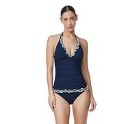 Profile by Gottex Halter Tankini Top- Shimmer Fabric, Adjustable Halter Tie, Built-in Soft Cups, Bottoms Sold Separately, Navy, 12