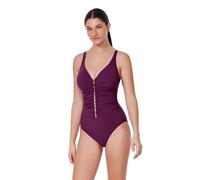 Profile by Gottex Tutti Frutti D-Cup V-Neck One Piece - Gold Beaded Ladder Detail, Built-in Soft Cups, Adjustable Straps