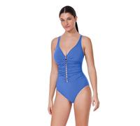 Profile by Gottex Tutti Frutti D-Cup V-Neck One Piece - Gold Beaded Ladder Detail, Built-in Soft Cups, Adjustable Straps