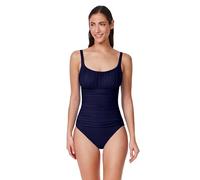 Profile by Gottex Tutti Frutti Shirred Peasant One Piece - Soft Cups, Adjustable Straps, Front & Back Lining, Tummy Control, Navy, 8