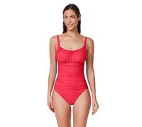 Profile by Gottex Tutti Frutti Shirred Peasant One Piece - Soft Cups, Adjustable Straps, Front & Back Lining, Tummy Control, Coral, 12