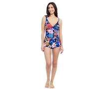 Profile by Gottex Women's D-Cup V-Neck One-Piece Swimdress-Tummy Control, Adjustable, Wide Strap Support Tankini Top, Black Multi, (12) D