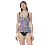 Profile by Gottex Women's Layla Tricolore D-Cup Tankini Top, Black Multi, 38D