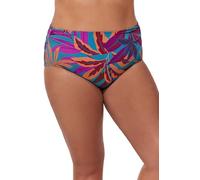 Profile by Gottex Women's Plus Size Shirred High Waist Swim Bottom Bikini Bottoms, Plantopia, Multicoloured, Teal, 20