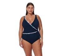 Profile by Gottex Women's Plus Size Tricolore V Neck Surplice One Piece Swimsuit, Canva-Navy, 24