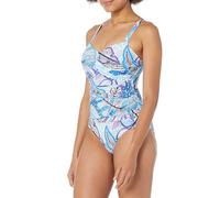 Profile by Gottex Women's Tropic Boom D-Cup Twist One Piece Swimsuit, Multi/Blue, 14