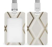 Profile Geometric Ivory Gold Badge Holder,Durable Sturdy Lanyard Badge Protector Push-Pull Type Adjustable Fashionable Work ID Cover for Metro Nurse Office