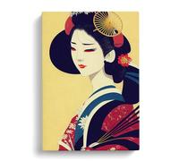 Profile Of A Geisha No.5 Peach Canvas Print | Gallery Wrapped 30mm Frame Wall Art | 30x20 inches | Ready to Hang | Contemporary Still Life Picture | Living Room Bedroom Lounge Office
