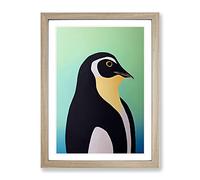 Profile Of A Penguin No.3 Framed Print | A2 Oak Framed Wall Art | Ready to Hang | Modern Nature Picture | Living Room Bedroom Lounge Office