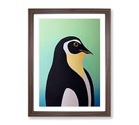 Profile Of A Penguin No.3 Framed Print | A2 Walnut Framed Wall Art | Ready to Hang | Modern Nature Picture | Living Room Bedroom Lounge Office