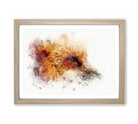 Profile Of A Red Fox In Abstract Modern Art Framed Print | A4 Oak Framed Wall Art | Ready to Hang | Abstract Animal Picture | Living Room Bedroom Lounge Office