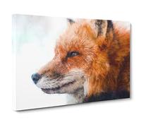 Profile Of A Red Fox Painting Modern Art Canvas Wall Art Print Ready to Hang, Framed Picture for Living Room Bedroom Home Office Décor, 30x20 Inch (76x50 cm)