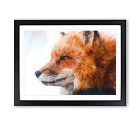 Profile Of A Red Fox Painting Modern Art Framed Wall Art Print, Ready to Hang Picture for Living Room Bedroom Home Office Décor, Black A2 (64 x 46 cm)