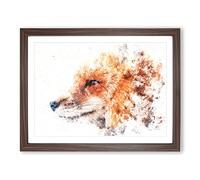 Profile Of A Red Fox Watercolour Modern Framed Wall Art Print, Ready to Hang Picture for Living Room Bedroom Home Office Décor, Walnut A2 (64 x 46 cm)