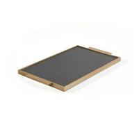 Profile Rectangular Tray, Black with Gold Frame, Large 40.3x25.3x2cm | Modern, Structured, Metal Serving Tray, for Entryway Console
