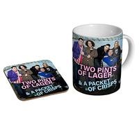 profiles Two Pints of Larger and A Packet of Crisps - Ceramic Coffee Mug + Coaster Gift Set