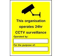 PROFILESIGNS.CO Customised 24hr CCTV Surveillance Sign, Your Wording | Your Wording Printed On, Self-Adhesive Vinyl, Rigid PVC, Aluminium, Window Reverse Print, 150x200mm to 400x600mm