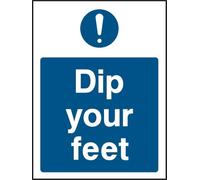 PROFILESIGNS.CO Dip Your Feet Sign - Food Hygiene Mandatory Sign - Self-Adhesive Vinyl, Rigid PVC, Aluminium - A5, A4, A3, A2