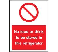 PROFILESIGNS.CO No Food Or Drink To Be Stored In This Refrigerator Sign - Food Hygiene Prohibition Sign - Self-Adhesive Vinyl, Rigid PVC, Aluminium - A5, A4, A3, A2