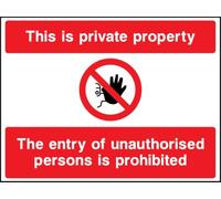 PROFILESIGNS.CO This Is Private Property Unauthorised Entry Prohibited Sign | Security Sign, Self-Adhesive Vinyl, Rigid PVC, Aluminium, Window Reverse Print, 200x150mm to 600x400mm