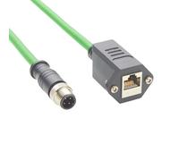 Profinet M12 4Pin D Code to RJ45 Female Industrial Cat6A Ethernet Extension Cable Screw Panel Mount IP67 Shielded Industrial Camera Cable for Machion Vision GigE Vision PLC Automation 0.5M