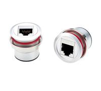 Profinet RJ45 Cat6 Ethernet Adapter Female to Female Round Flush Panel Mount Connector Feed Thru Bulkhead Threaded Fixed LAN Network Coupler for UHF Radio PC Laptop (2PCS)