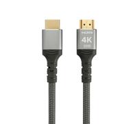 ProfiPatch HDMI Cable 2.0 2 m 4K 60Hz UHD HDMI High Speed with Ethernet 18 Gbit/s Grey Gold Contact Textile PS5, PC, Monitors, Laptops, Televisions, Xbox Series, Projectors and All HDMI Components