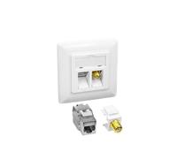 ProfiPatch Keystone Network Socket LAN Socket Cat6A 500MHz Flush-Mounted 1x RJ45 Port Connection + 1x F-Connector POE CAT7, CAT6A, CAT6, CAT5 Shielded White