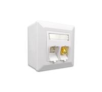 ProfiPatch Keystone Network Socket LAN Socket Cat6A 500MHz Surface-Mounted and Flush-Mounted 1x RJ45 Port Connection + 1x F-Connector POE CAT7, CAT6A, CAT6, CAT5 Shielded White