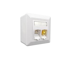 ProfiPatch Keystone Network Socket LAN Socket Cat6A 500MHz Surface-Mounted and Flush-Mounted 1x RJ45 Port Connection + 1x F-Connector POE CAT7, CAT6A, CAT6, CAT5 Shielded White