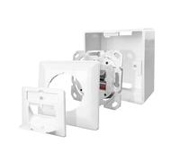 ProfiPatch Network Socket LAN Socket Cat6A 500MHz Surface-Mounted and Flush-Mounted 2x RJ45 Port Connection Top/Bottom POE CAT7, CAT6A, CAT6, CAT5 Shielded White
