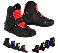 PROFIRST BT-42 Short Ankle Leather Motorbike boots for men Motorcycle boots Protective Shoes for Riders - CE Approved (Red, UK Footwear Size System, Adult, Men, Numeric, Medium, 5)