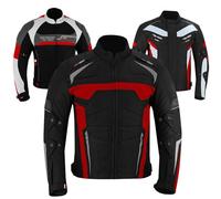 PROFIRST Motorbike Jacket, Waterproof motorcycle jacket for mens, Armour Jacket, CE Armoured. Three different designs in same color. (XXL, Motowizard Red)
