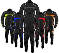 PROFIRST Motorbike suit Motorcycle jacket with trouser pants set Waterproof CE Armored Set for Bikers Protected Men's outfit Sports outerwear (Medium, Black)