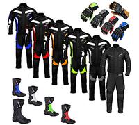Profirst Motorcycle Clothing Suit - Motorbike Suit Motorbike Boots Leather Shoes - 2 Piece Armored Suit Waterproof Suit Jacket and Trouser CE Armor for All Weather Suit (XL, Blue)