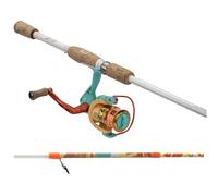 ProFISHiency 6' Krazy 2-Piece Spinning Combo - Medium Light Fiberglass Rod with Cork Grips, 2000 Size Reel, 8+1 Bearings, 5.2:1 Gear Ratio, Handle with Cork Knob, Pre-Spooled with 8 lb Hi-Viz Line