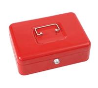 ProfitPlanet® 4-12" Petty Cash Money Tin Metal Safe Box with Lock 2 Keys | Safety Lockbox Security Moneybox | Small Medium Large (10, Red)
