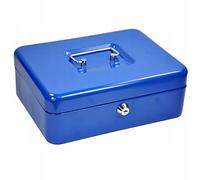 ProfitPlanet® 4-12" Petty Cash Money Tin Metal Safe Box with Lock 2 Keys | Safety Lockbox Security Moneybox | Small Medium Large (8, Blue)