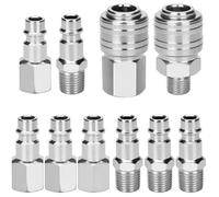 Profiwoab 10 pcs Air Line Connectors Euro, Airline Hose Compressor Fittings, 1/4" BSP Air Coupler and Plug Kit Couplings Connector Male Female