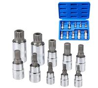 Profiwoab 10 PCS XZN Triple Square Spline Bit Socket Set,M4-M18 Allen Key Socket Multiple Teeth, Multi Tooth Socket Set with Storage Case,for Torque Wrench, Ratchet Wrench, Impact Power Drills