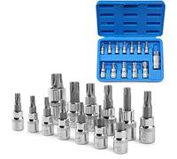 Profiwoab 13pcs Torx Bit Sets T50, T8-T70, Star Bit Socket Set 1/2", 3/8", 1/4" Torque Socket Set for Hand Use with Storage Case