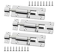 Profiwoab 3 PCS 4 Inch Door Bolts for Internal Doors, Stainless Steel Small Bolt Lock Sliding Latch with Screw Lock for Bathroom Bedroom Shed Garden Toilet (Silver)