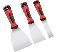 Profiwoab 3 Pcs Wallpaper Scraper Tool Set, Stainless Steel Paint Scraper Tool, Putty Drywall Joint Knife with Plastic Handle for Walls (2.5, 6.5, 9.6 cm)
