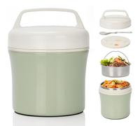 profiwoab Thermal Food Container 1.2 L Warming Container Stainless Steel with Spoon - Leak-proof Thermal Bowl - Thermal Mug Food for Children, Adults - Thermal Lunch Box for Porridge Meals Soups