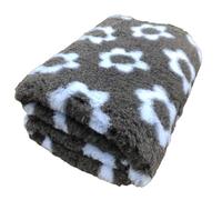 Profleece Nature Collection 2-colour Vet Bedding Quick Drying & Washable Fleece Bedding for Puppys & Dogs - Dog Bed Ideal for Whelping - Flower Charcoal/Lt. Blue - 70 x 75cm